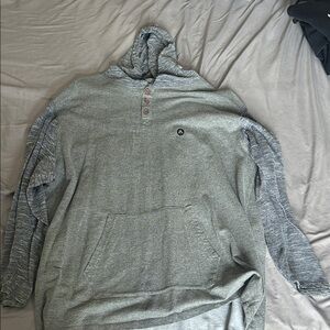 Men's Gray Hooded Sweatshirt with Button Detail